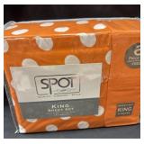 New spit king sheet set orange Poka dots