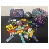 Group of hotwheels lunch box pokemon and Anime
