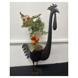 27ï¿½x16ï¿½ metal rooster planter with silk tomato
