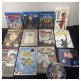 Group of DVDs and blue rays