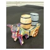 Vintage Porcelain Salt and Pepper Donkey Pulling
