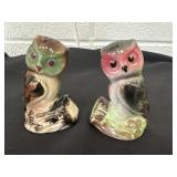 Vintage Porcelain Owl Salt and Pepper Shakers 3in