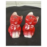 Vintage Cat Red Plastic Salt and Pepper Shakers