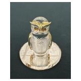Glass Baron Solid Glass Owl on Mirror Stand 2in