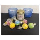 3 candle lite candles and bath Bombs new