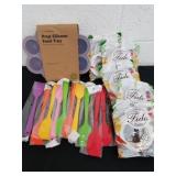 New silicone prep food tray, 10 rubber spatulas