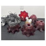 Vintage red hobnail light fixture