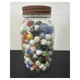 7ï¿½ jar full of vintage marbles