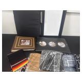 Photo album, scarfs, lap top case.