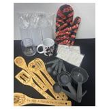 New wood spoons and molds measure cups coffee