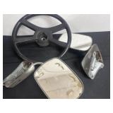 Steering wheel with 2 side mirrors