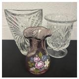 3 glass vases