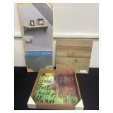 Wood pc and 10ï¿½x24 shelf and home decor