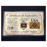 One Grain 24 Karat Gold Certificate of