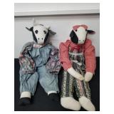 Two vintage stuffed cow decor.  23 inches