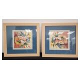 2 Framed Flower Art 23 x 23 each