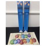 Happy holiday sign and 2 shower lights