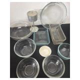 Group of Pyrex glass bowls