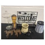 Wax warmer with Welcome home metal and more