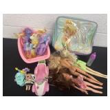 Group of Barbies and my little pony toys