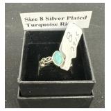 Size 8 Silver Plated Turquoise Ring