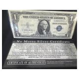 1935g no moto silver certificate with COA