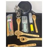 Bag sealer, pan,  greater and wood spoons