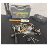 Group of tools and zip ties drill bits and flash