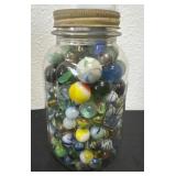 7ï¿½ jar full of vintage marbles