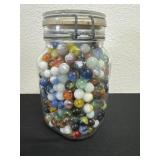 8ï¿½ jar full of vintage marbles