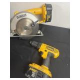 Dewalt saw and drill with batteries