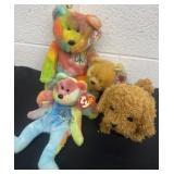 3 ty beanie babies and battery operated dog