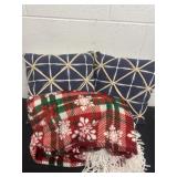 Christmas throw blanket with 2 outdoor pillows