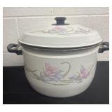 14ï¿½ Vintage Floral Cookware Enamel Large Pot with