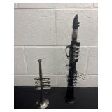 German trumpet toy and plastic toy clarinet