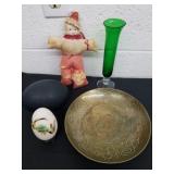 Ostrich egg comma hand painted duck egg brass