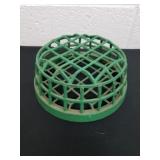 Vintage green metal cage Flower Frog. For holding