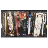 Group of DVDs.
