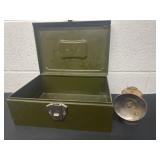 Green lockbox with lantern