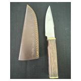 New 8.5 Ursa Skin Wood Handle Knife with Sheath