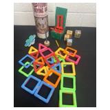 Group of magnetic toys and block and more