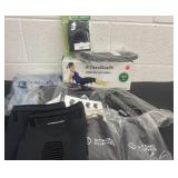 Group of new workout items: foam roller knee