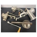 Group of meat grinders