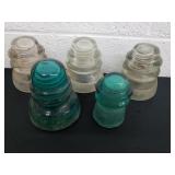 Five vintage insulators