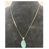 Unique Kingman Turquoise Pendant With Sterling