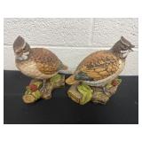 2 porcelain quail figurines