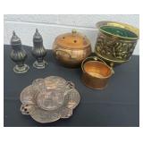 Group of copper and brass and silver plated