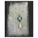 Lab Turquoise Bell Pendent on Sterling Silver