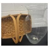 16ï¿½ large glass vase and wicker basket
