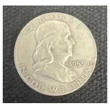 1959 Silver Franklin Half Dollar